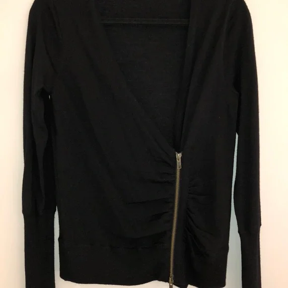 J.Crew Black Wool Zipper Cardigan Sweater - Picture 1 of 10
